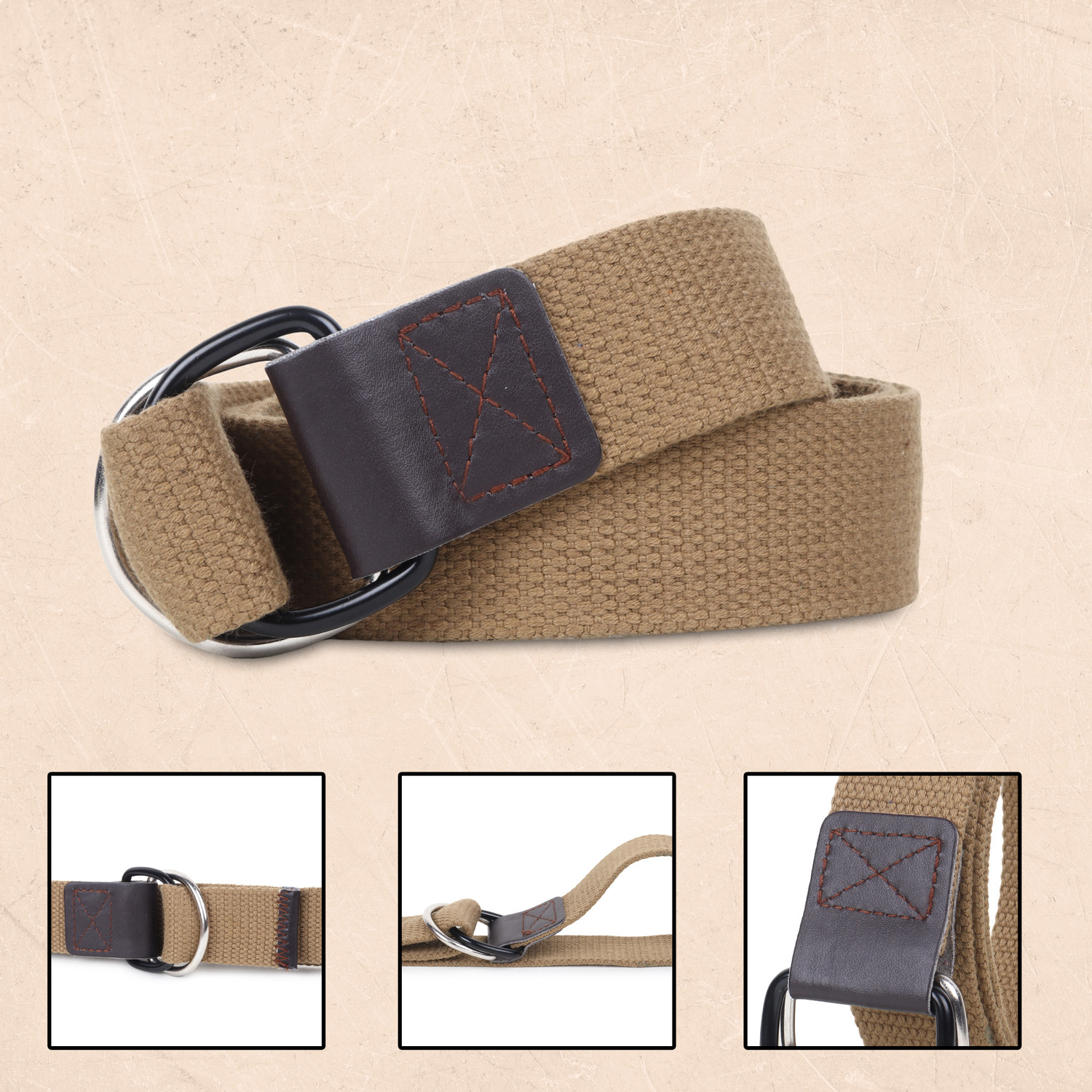 Image of Roadster Men Casual, Formal, Party, Evening Beige Canvas Belt