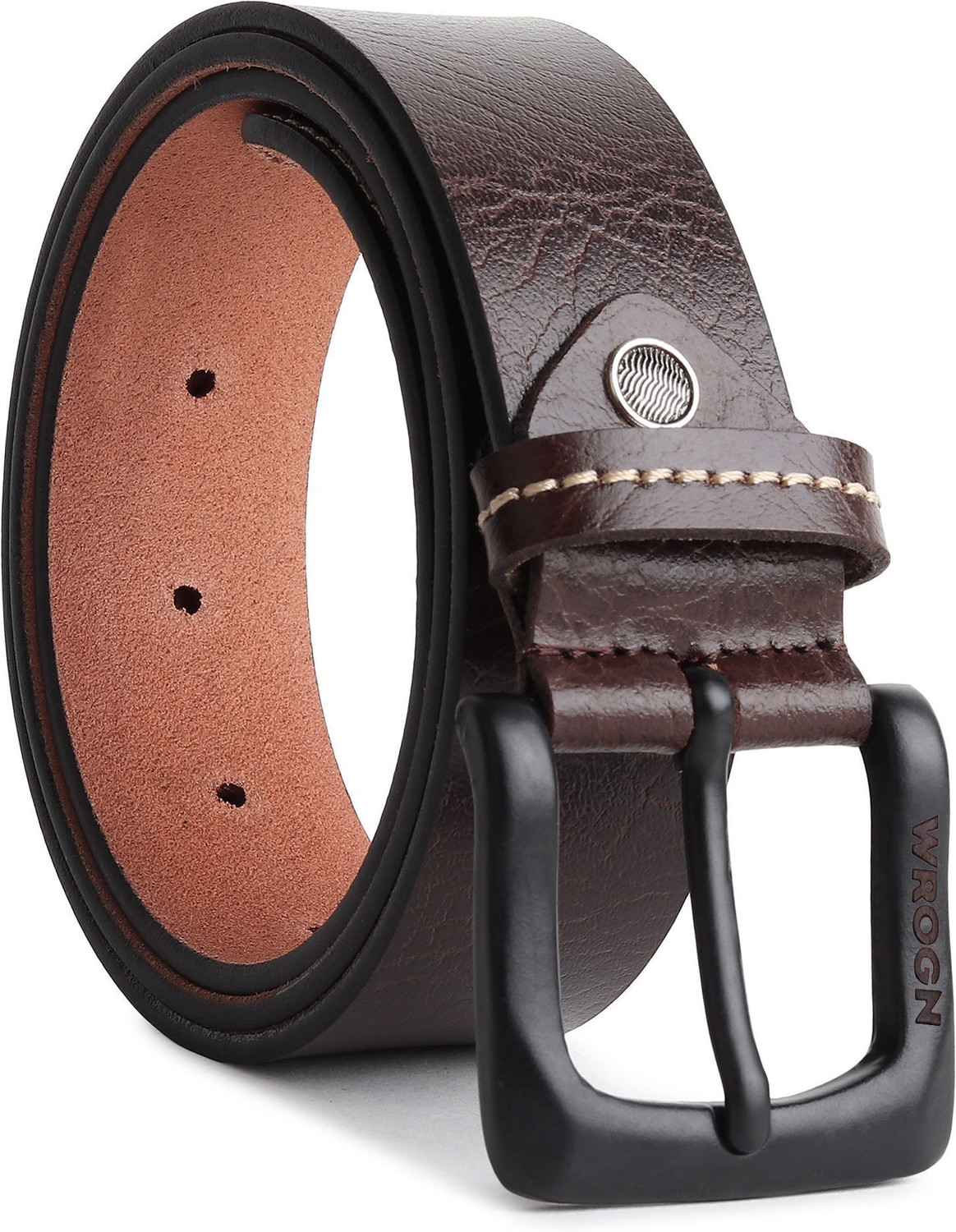 Image of WROGN Men Formal, Casual, Evening, Party Brown Genuine Leather Belt