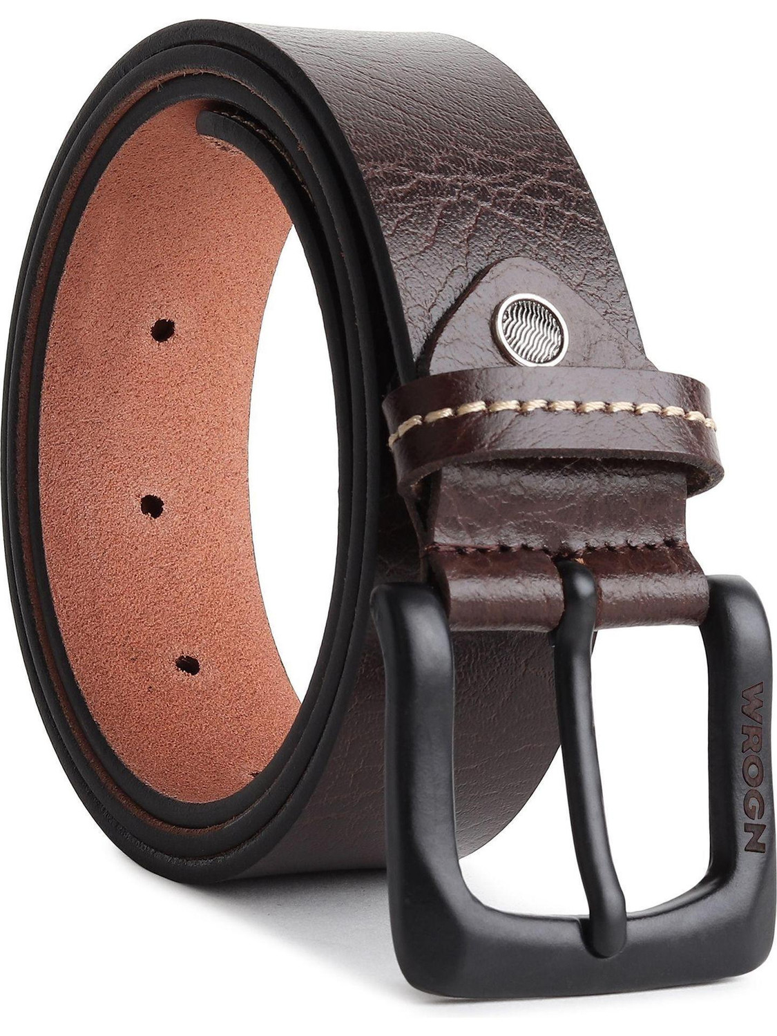 Image of WROGN Men Formal, Casual, Evening, Party Brown Genuine Leather Belt