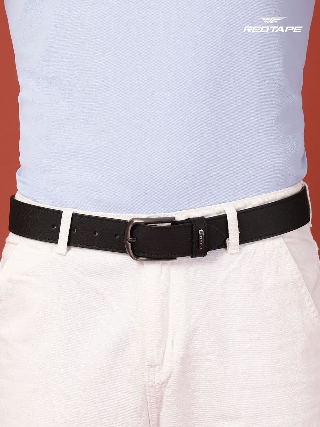 Image of RED TAPE Men Formal Black Genuine Leather Belt