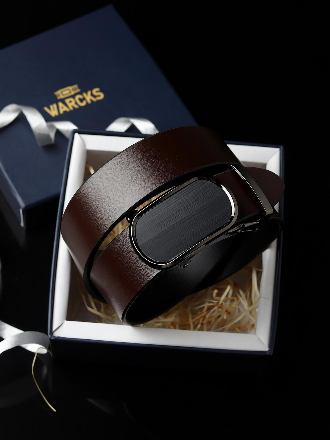 WARCKS Men Formal Black Genuine Leather Belt