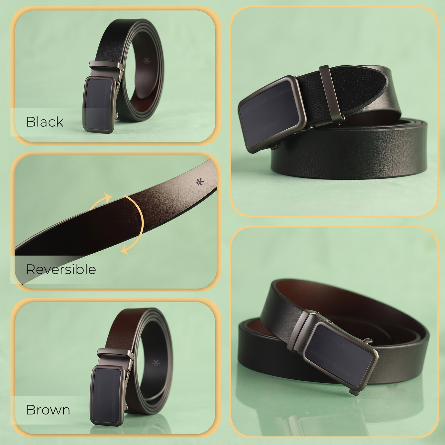 Image of WROGN Men Formal, Casual, Evening, Party Black Genuine Leather Belt