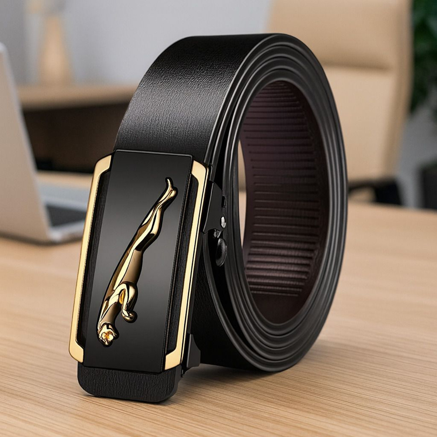 Image of Nexbelt Men Formal Black Artificial Leather, Texas Leatherite Belt