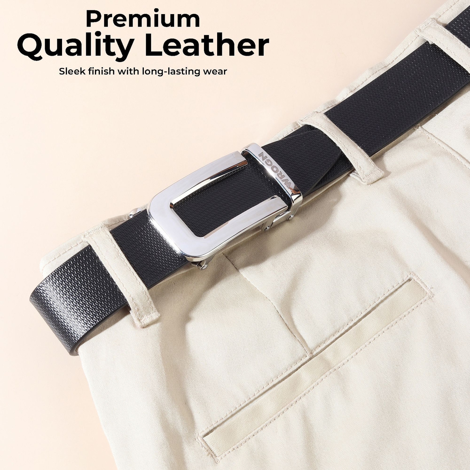 Image of WROGN Men Formal, Casual, Party, Evening Black, Brown Genuine Leather Belt