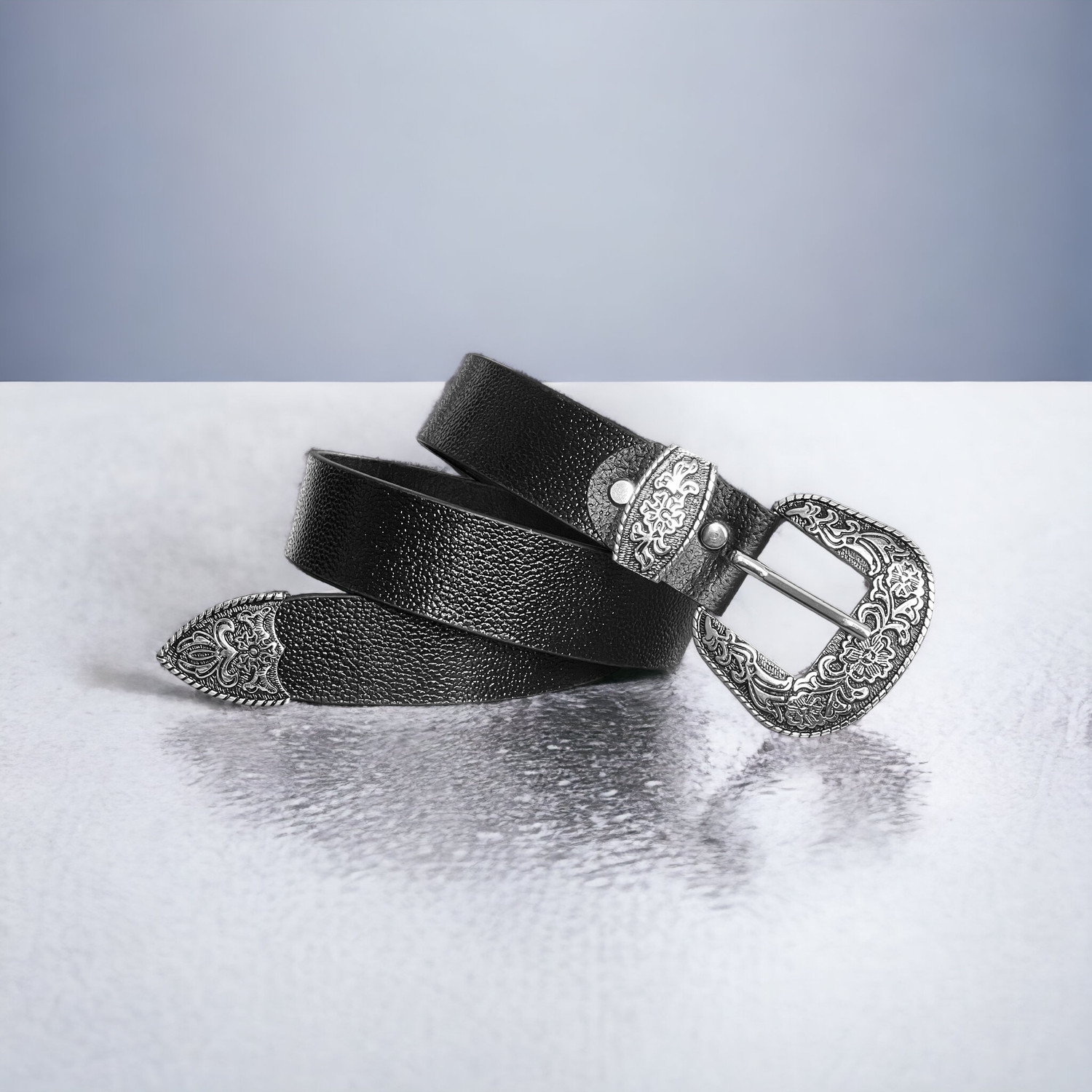 Image of ROYAL CKIN Men Formal, Casual, Evening, Party Black Genuine Leather Belt
