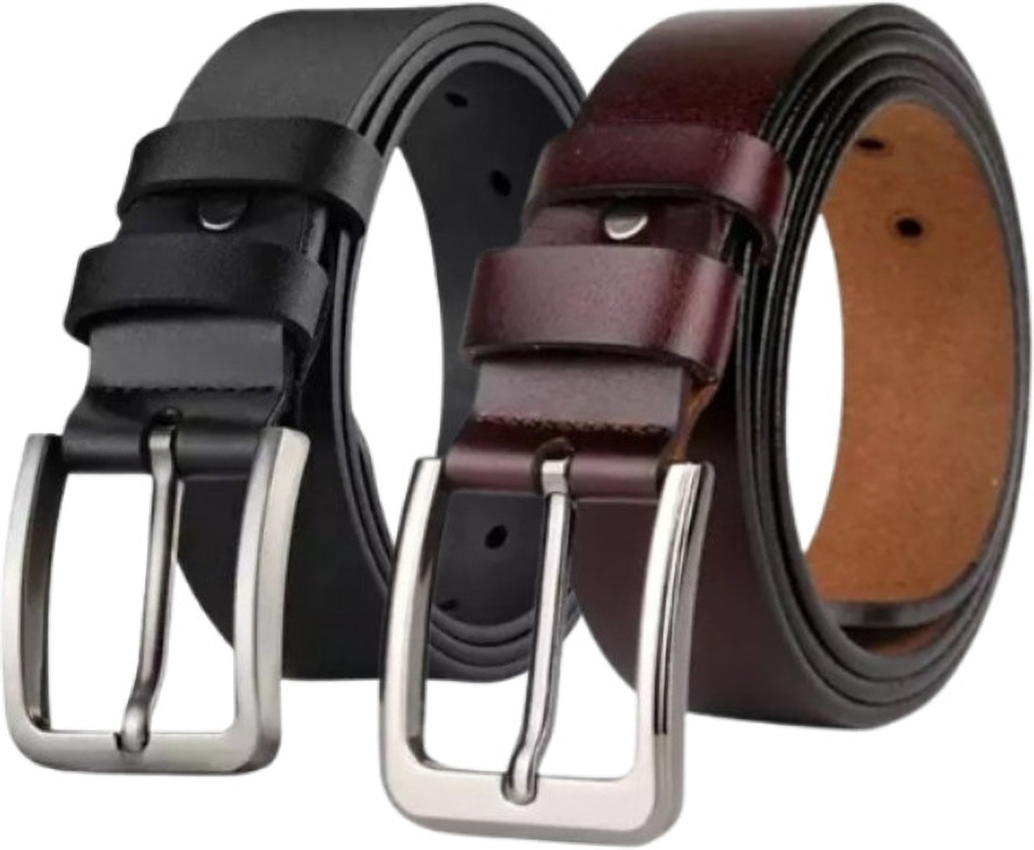Image of MAINBAZAR Men Casual, Evening, Formal, Party Black, Brown Texas Leatherite Belt