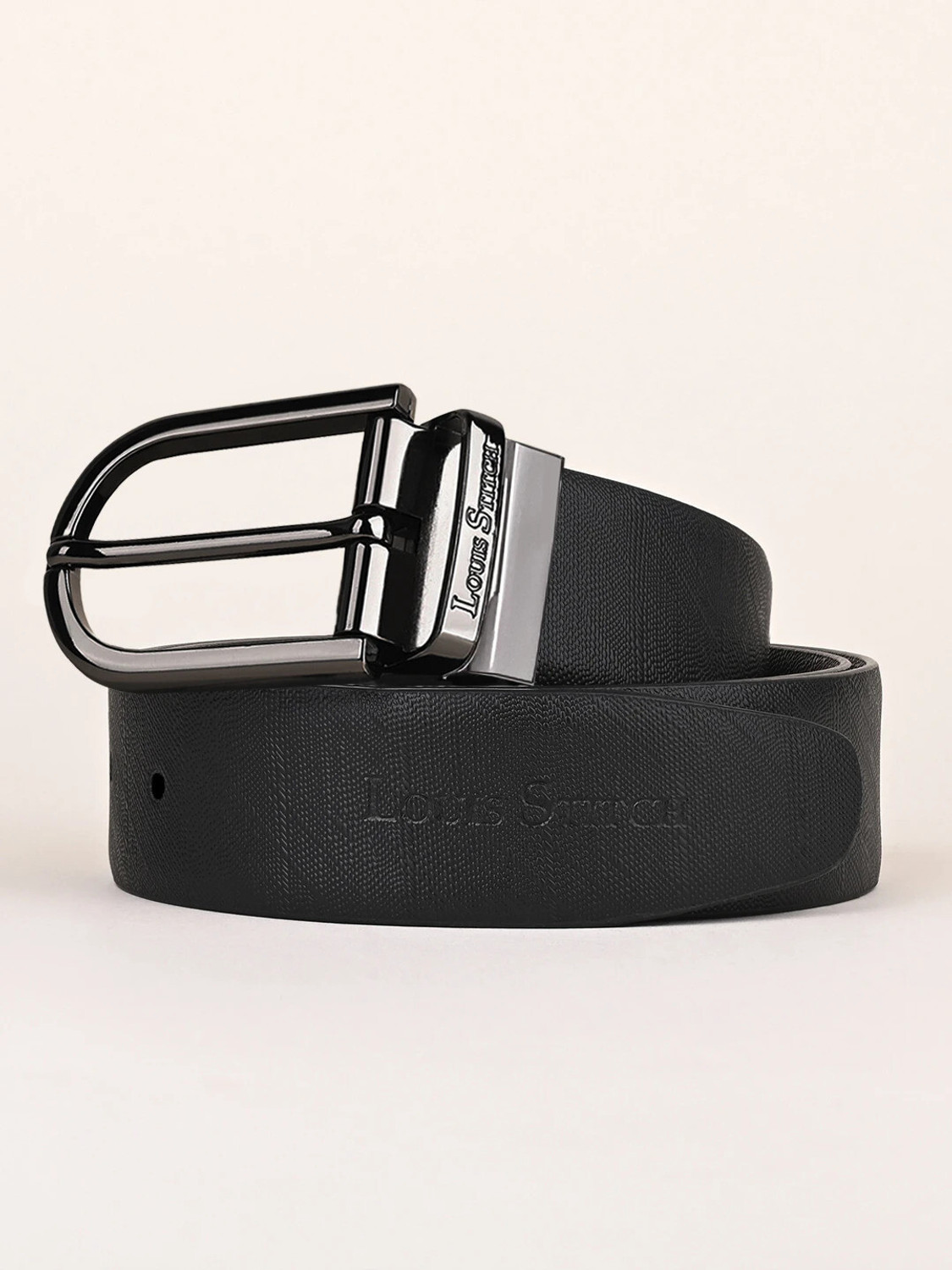 Image of LOUIS STITCH Men Formal Black Genuine Leather Reversible Belt