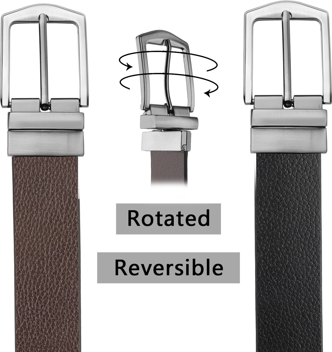 Image of Roadster Men Evening, Party, Formal, Casual Black Genuine Leather Reversible Belt