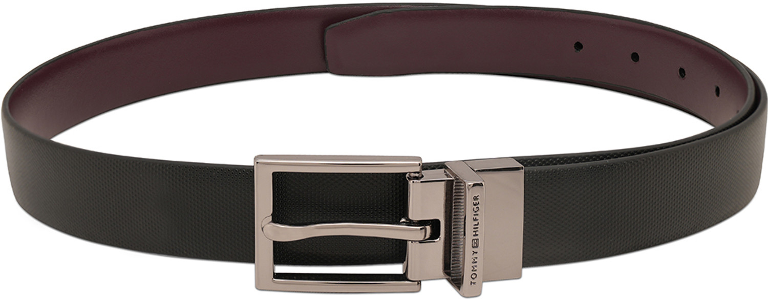 Image of TOMMY HILFIGER Men Black Genuine Leather Reversible Belt