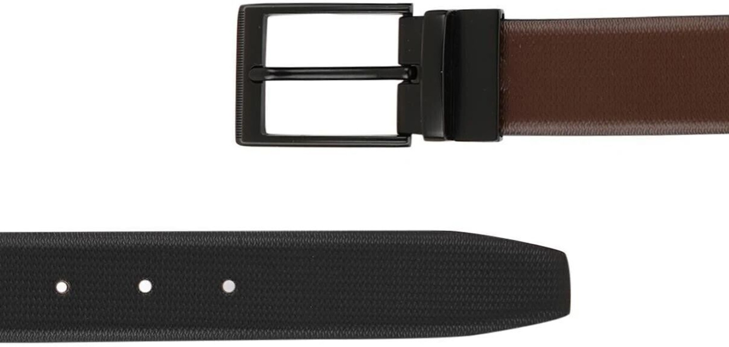 Image of Teakwood Men Formal Black, Brown Genuine Leather Reversible Belt