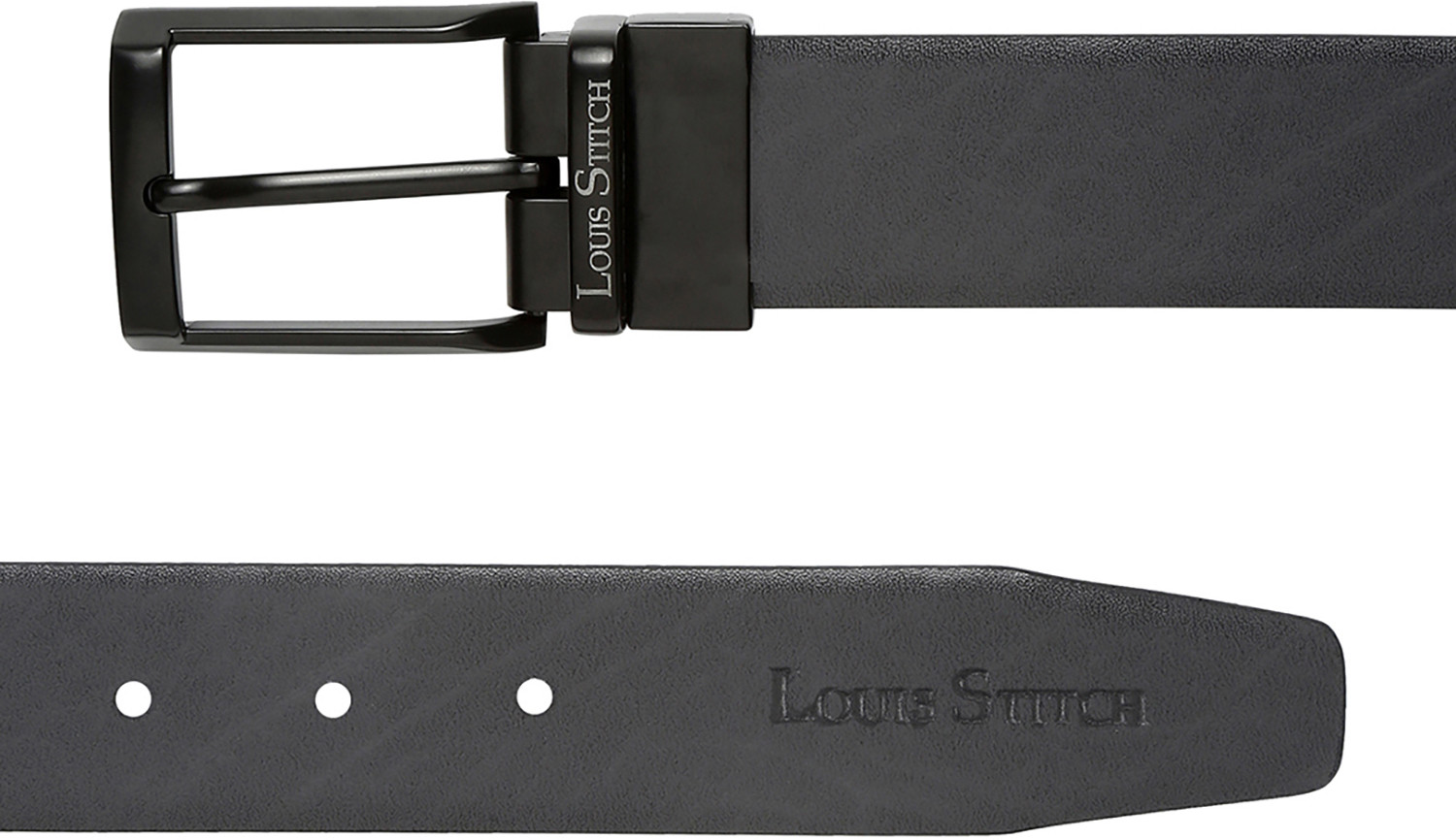 Image of LOUIS STITCH Men Formal Black, Grey Genuine Leather Reversible Belt