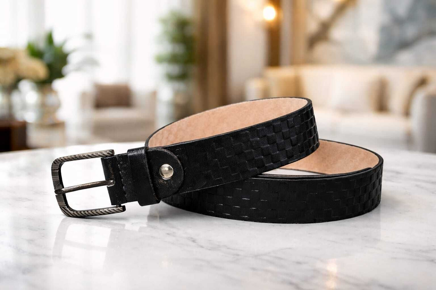 Image of gazala Men Casual, Formal Black Genuine Leather Belt