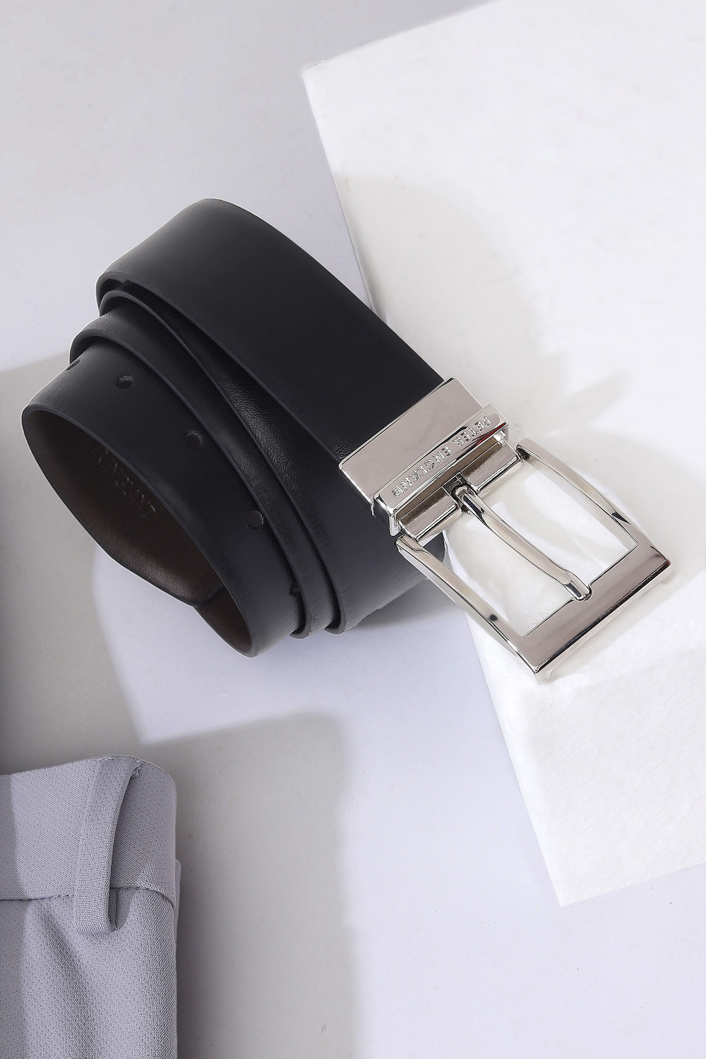Image of PETER ENGLAND Men Formal Black Genuine Leather Reversible Belt