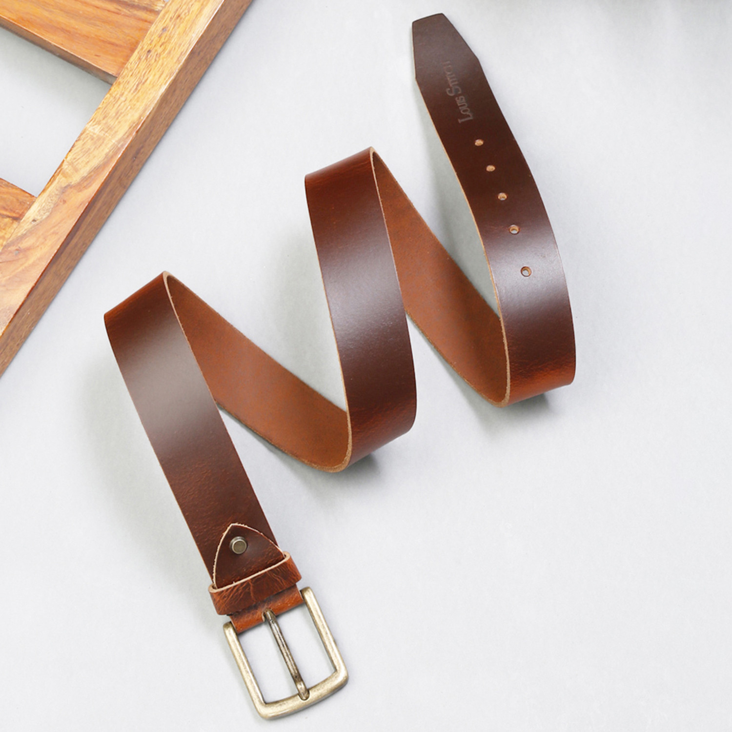 Image of LOUIS STITCH Men Casual Brown Genuine Leather Belt
