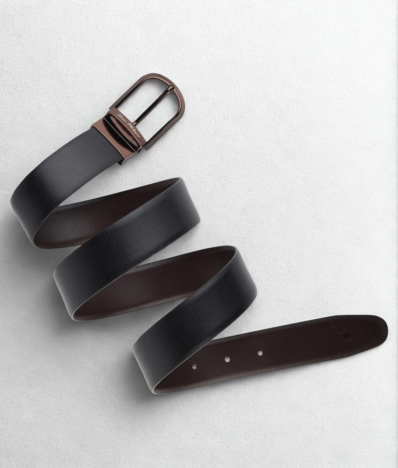 Image of LOUIS PHILIPPE Men Casual, Formal Black, Brown Genuine Leather Reversible Belt
