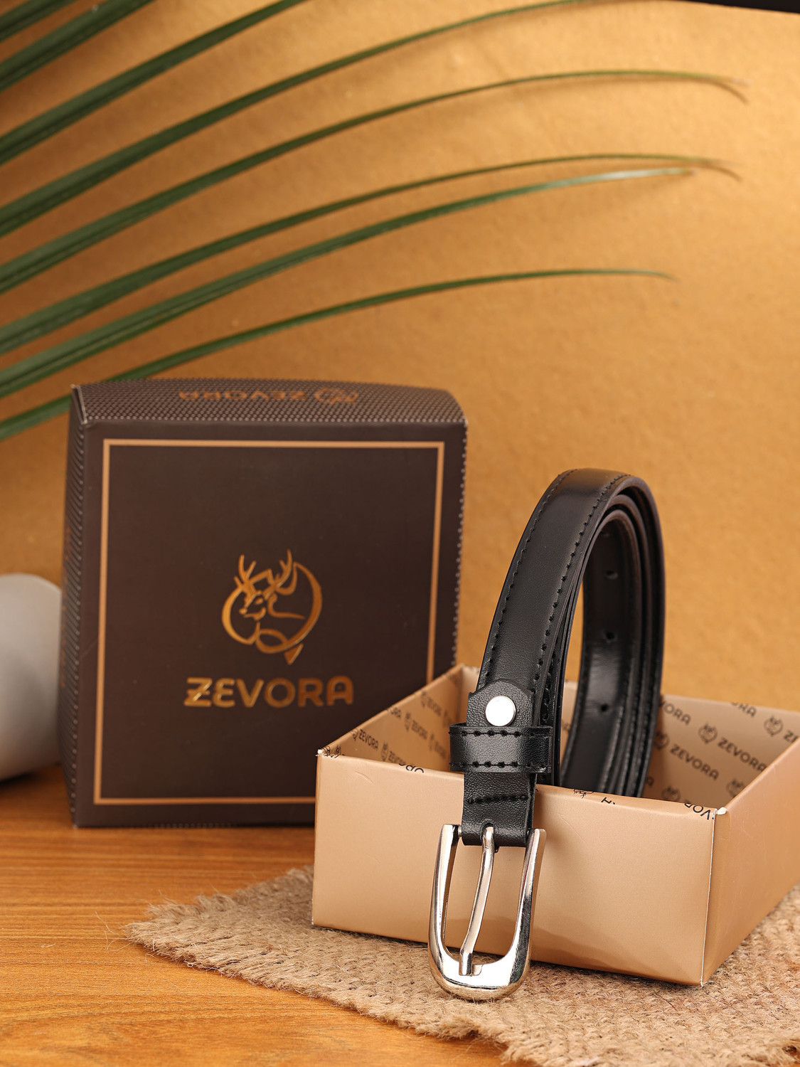 Image of ZEVORA Men & Women Casual, Formal, Party Black Artificial Leather Belt