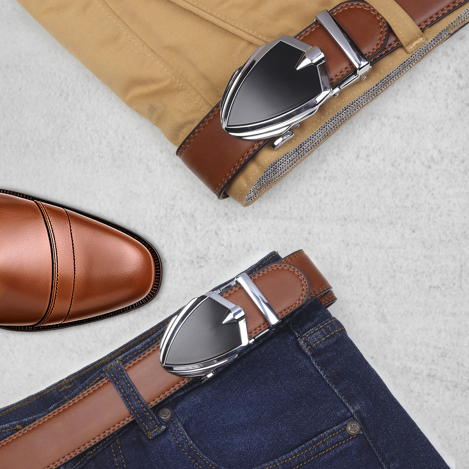 Image of Roadster Men Formal, Casual, Evening, Party Tan Artificial Leather, Texas Leatherite Belt