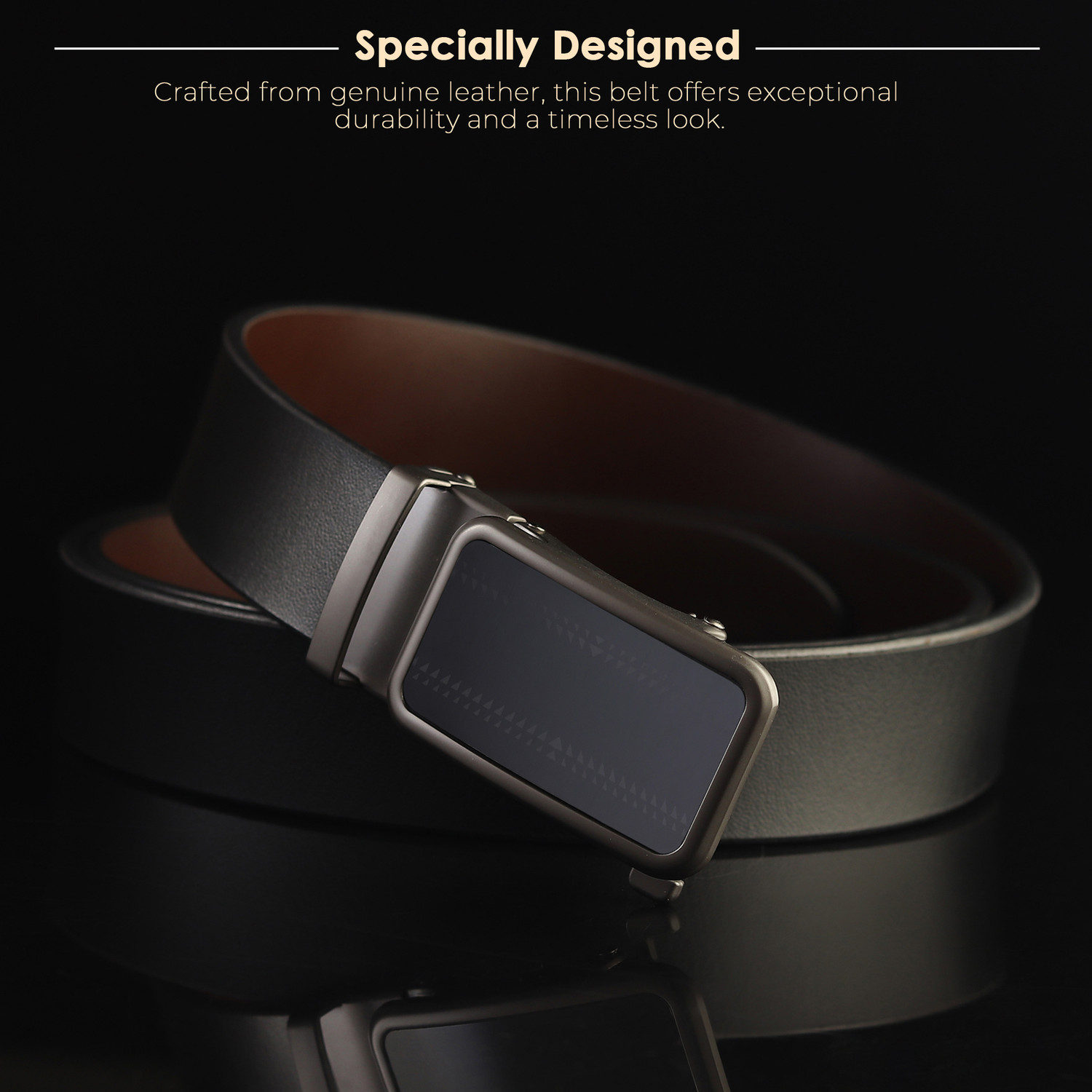 Image of LOOPA Men Formal Black Genuine Leather Reversible Belt