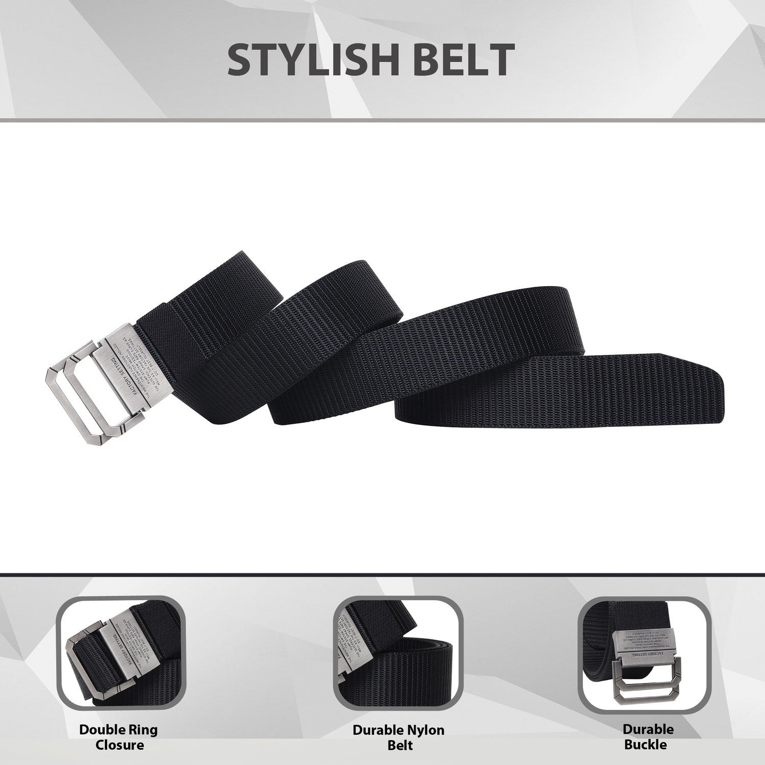 Image of Roadster Men Formal, Casual, Evening, Party Black Nylon Belt