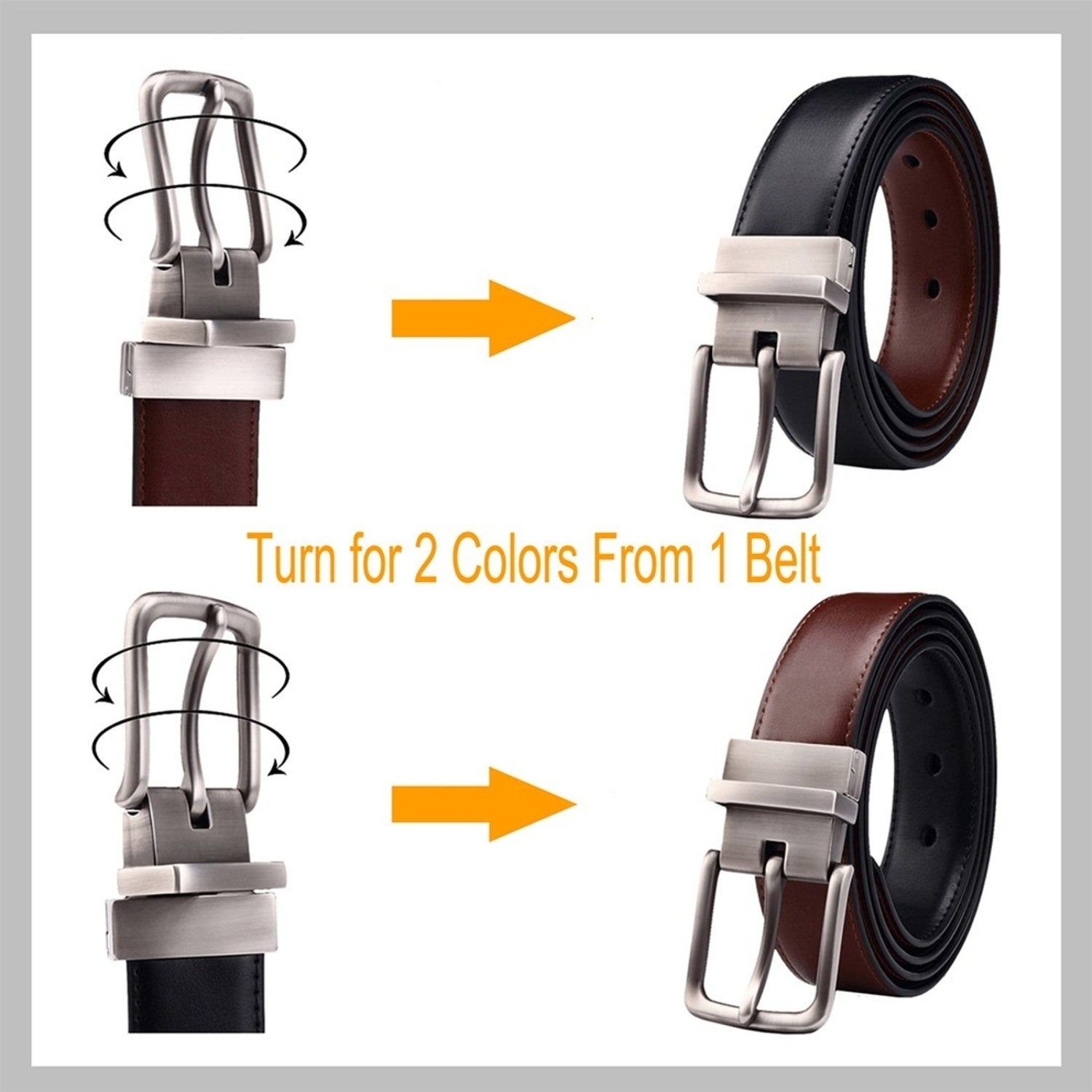 Image of Roadster Men Evening, Party, Formal, Casual Black Genuine Leather Reversible Belt