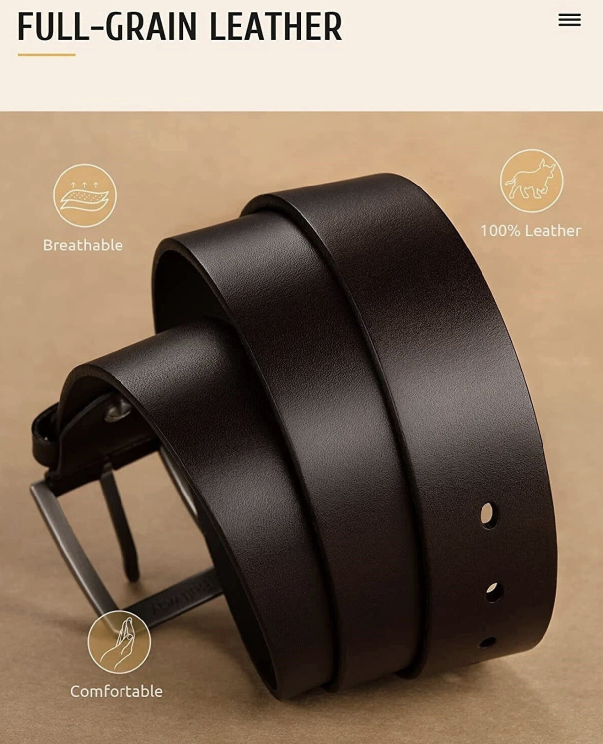 Image of Roadster Men Casual, Evening, Formal, Party Brown Genuine Leather Belt