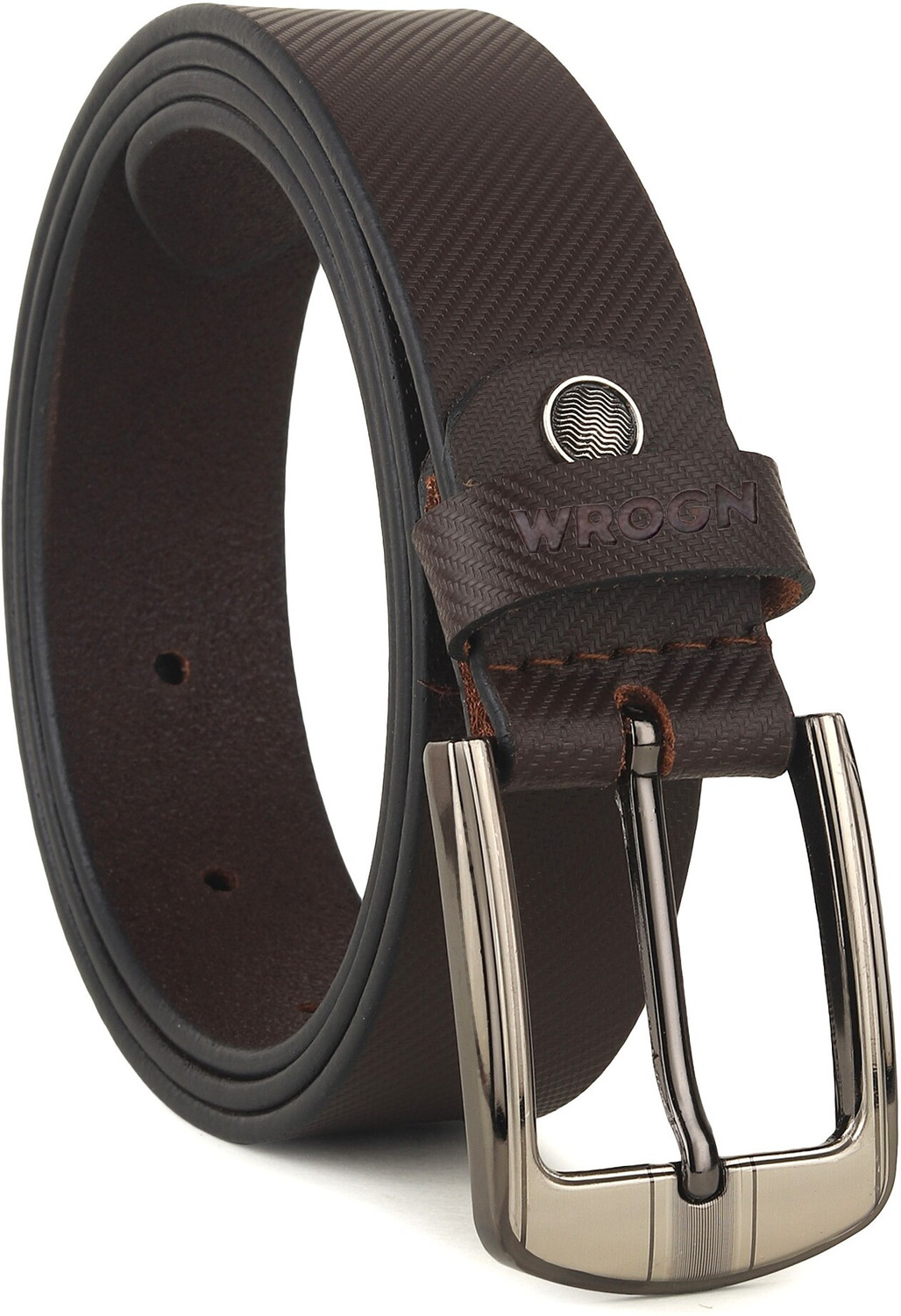 Image of WROGN Men Formal, Casual, Evening, Party Brown Genuine Leather Belt