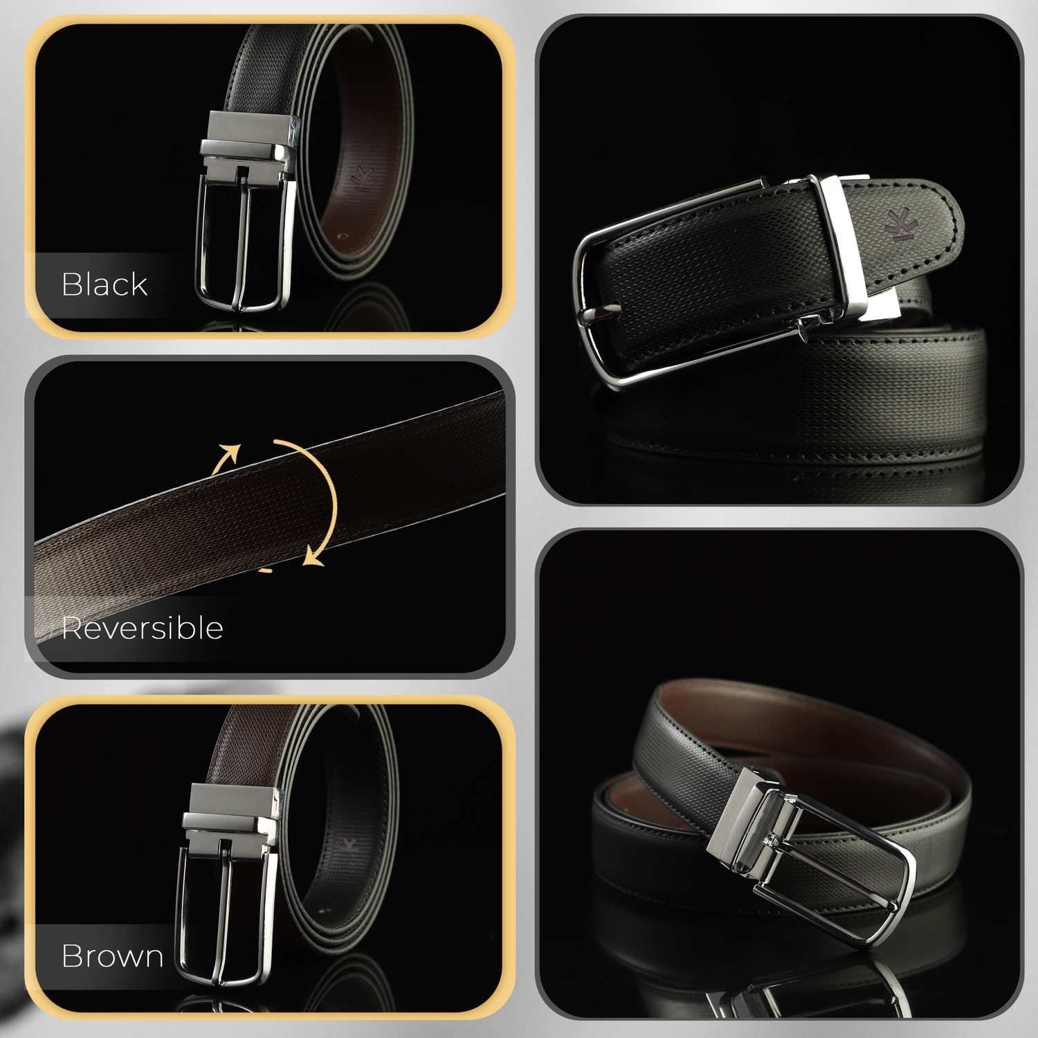 Image of WROGN Men Formal, Casual, Evening, Party Black Artificial Leather Belt