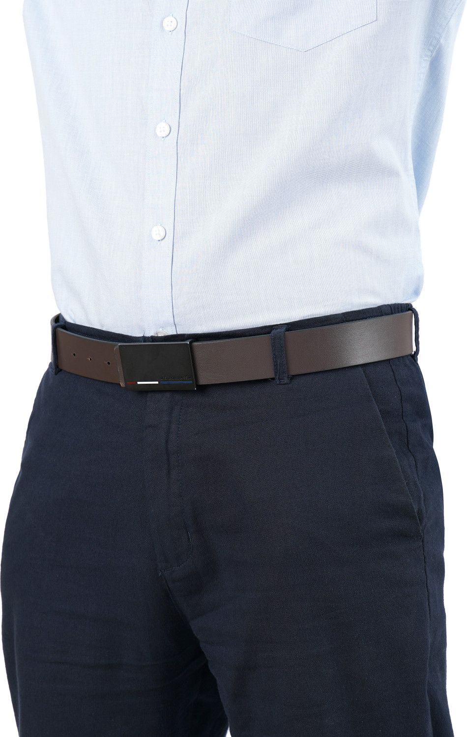 Image of U.S. POLO ASSN. Men Casual Black Genuine Leather Reversible Belt