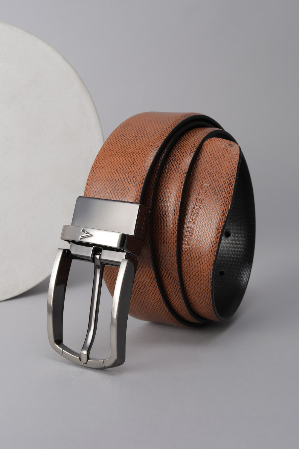 Image of VAN HEUSEN Men Brown Genuine Leather Belt