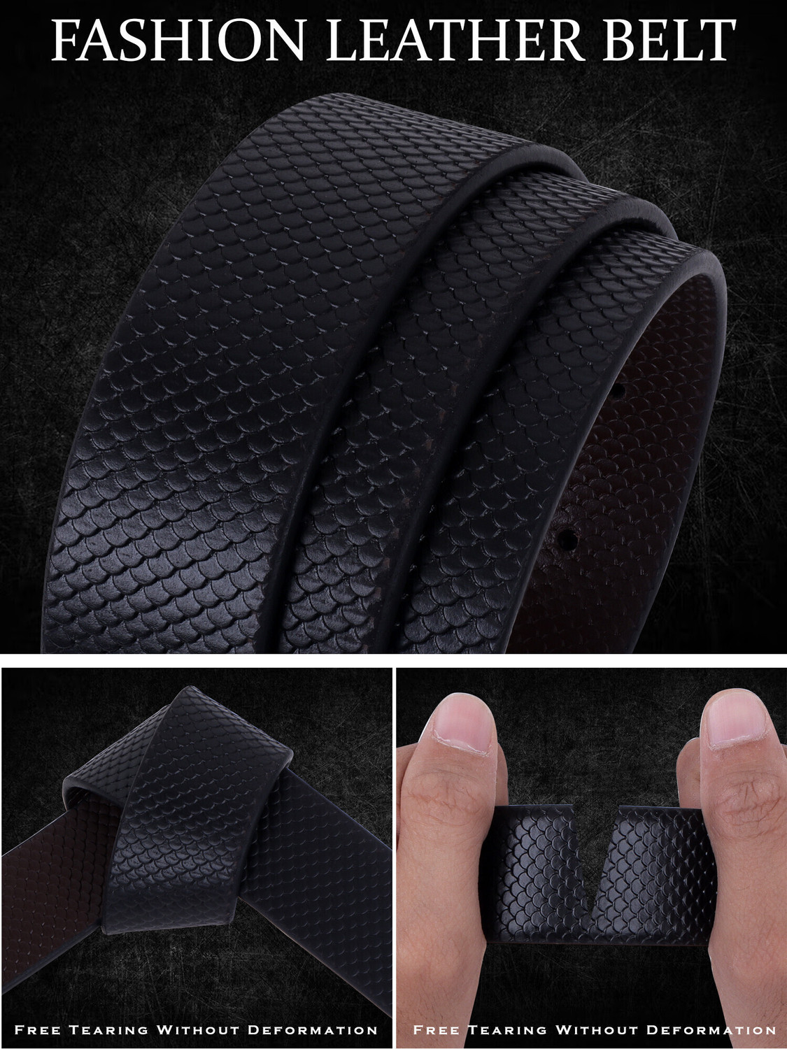 Image of KILLER Men Formal Black Artificial Leather Reversible Belt