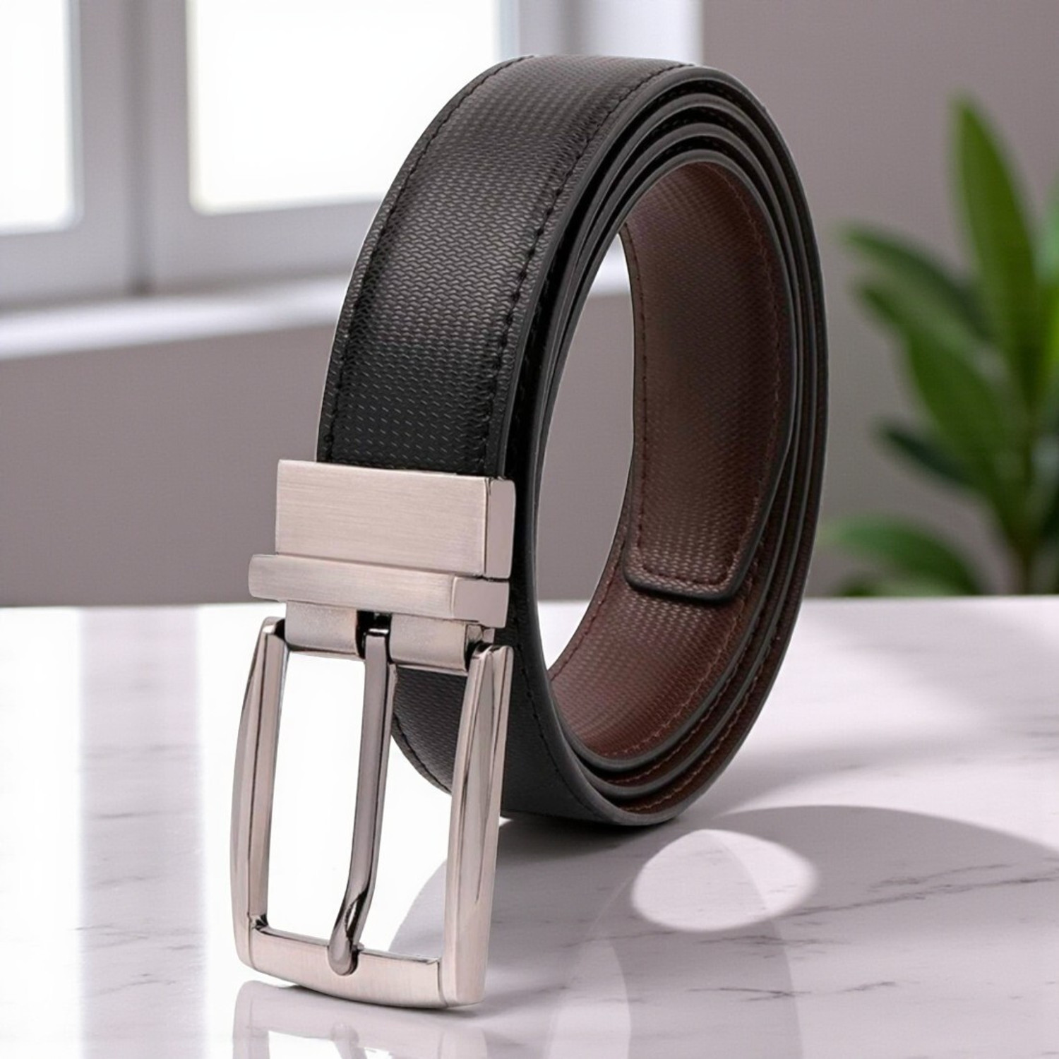 Image of KILLER Men Formal, Casual, Evening, Party Black Artificial Leather Reversible Belt