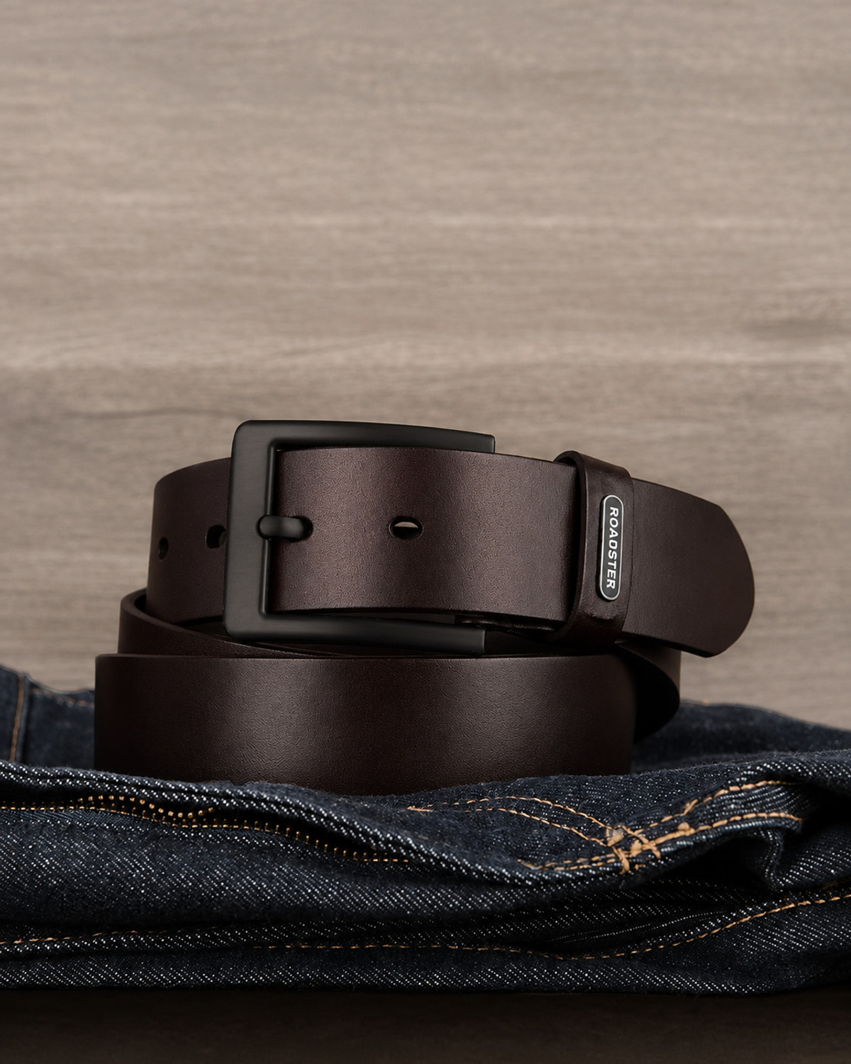 Image of Roadster Men Casual, Evening, Formal, Party Brown Genuine Leather Belt