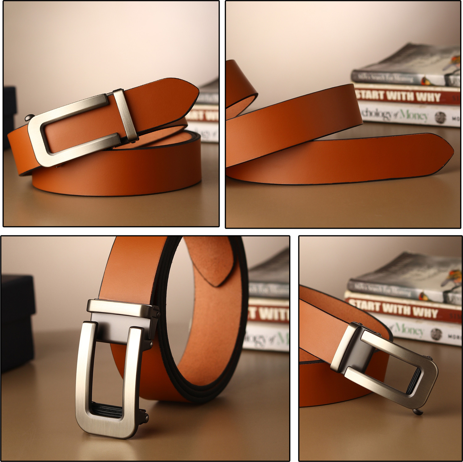 Image of WARCKS Men Formal Tan Genuine Leather Belt