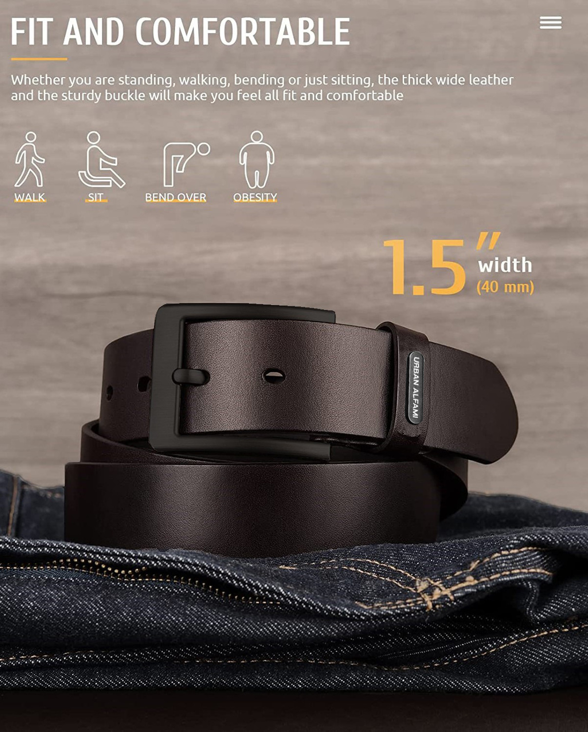 Image of URBAN ALFAMI Men Party, Formal, Casual Brown Genuine Leather Belt