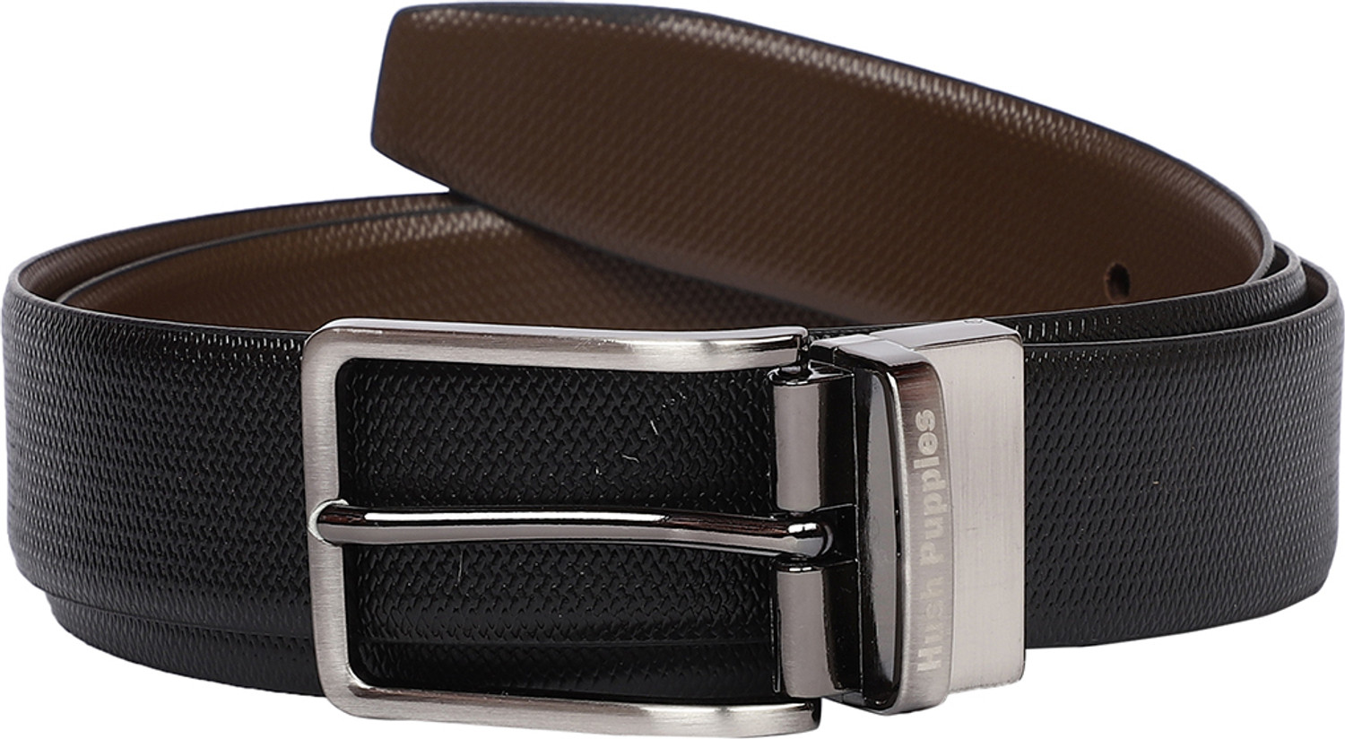 Image of Hush Puppies Men Casual Black Genuine Leather Belt