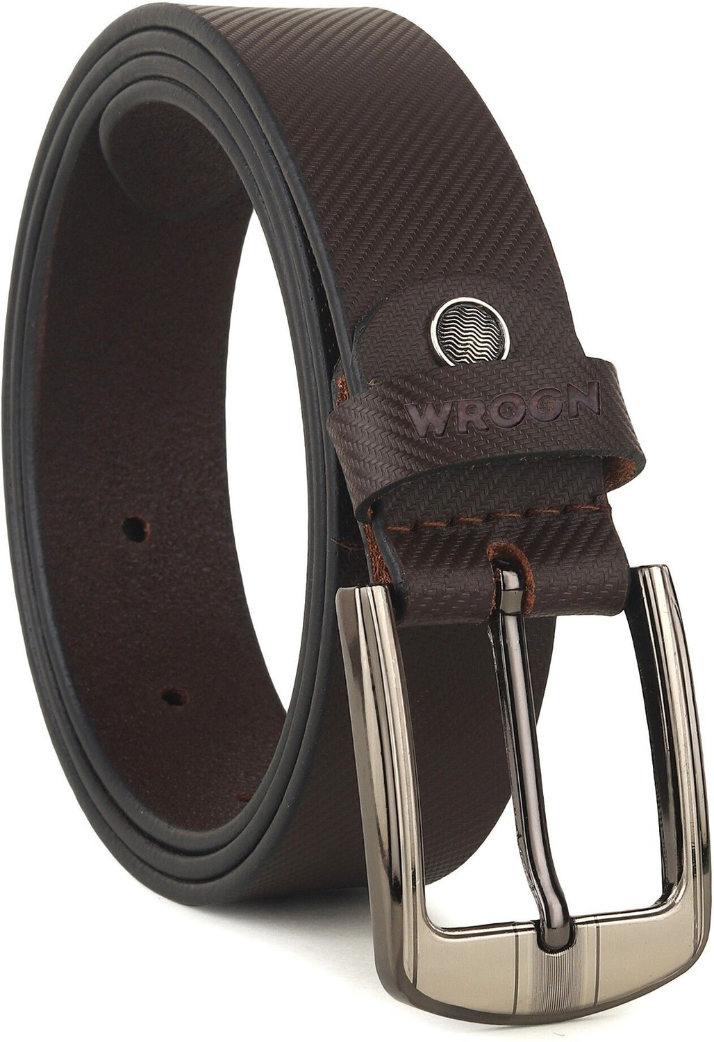 Image of WROGN Men Formal, Casual, Evening, Party Brown Genuine Leather Belt