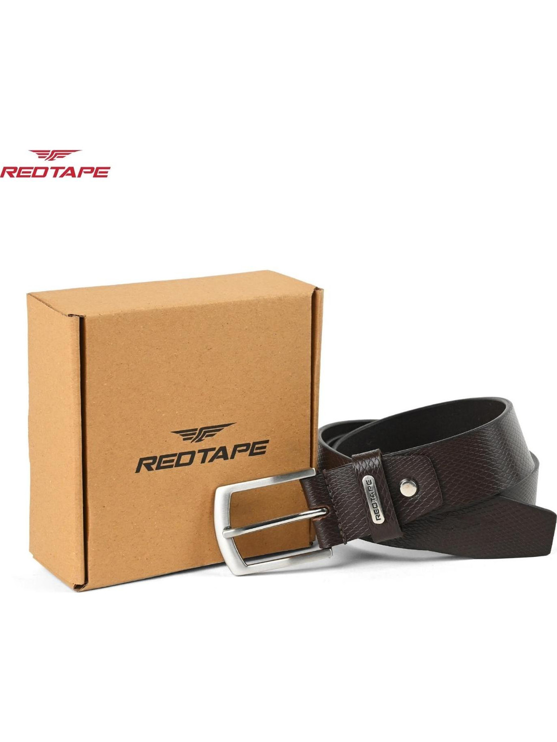 RED TAPE Men Casual Brown Genuine Leather Belt