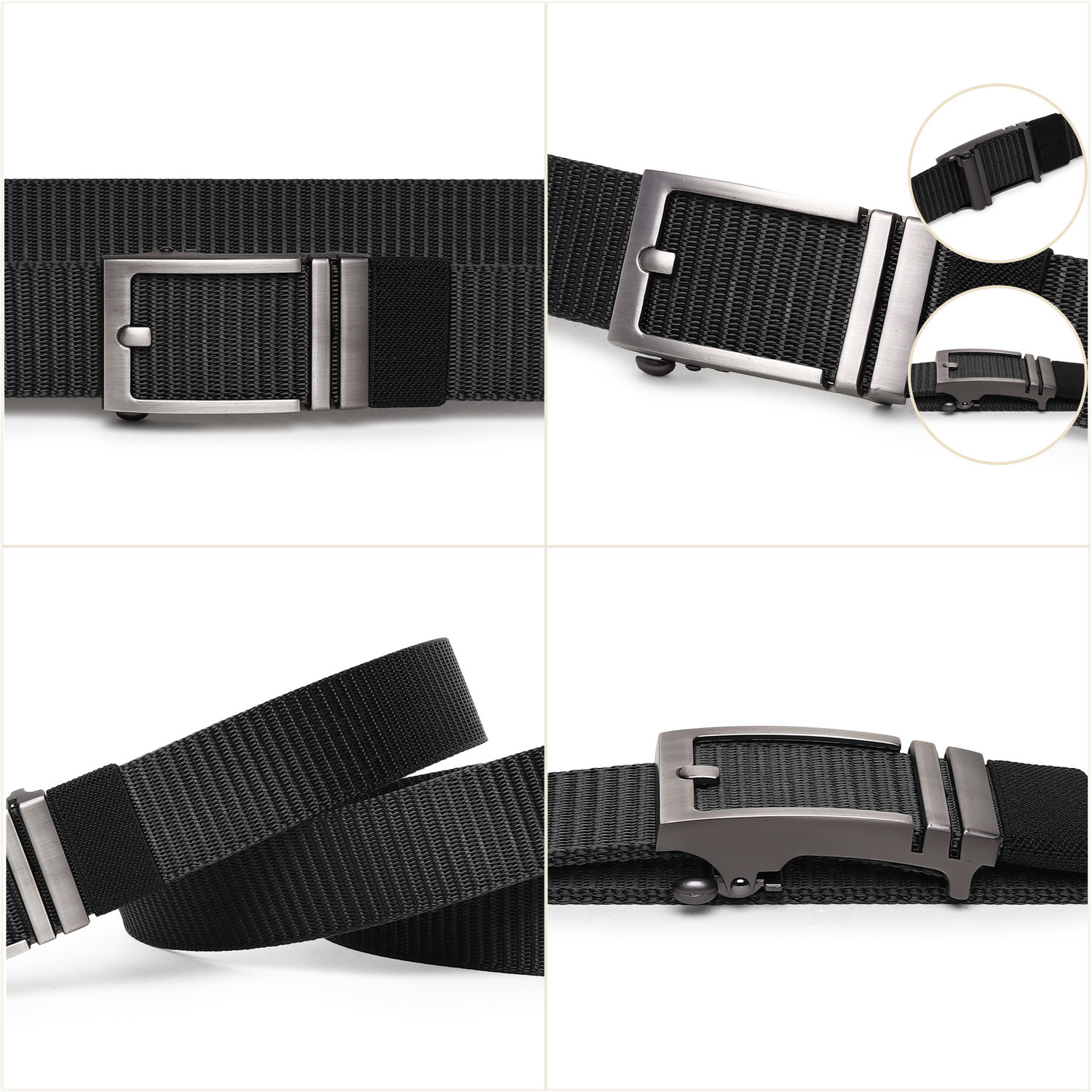 Image of Zoro United Men Casual, Formal, Evening, Party Black Nylon Belt