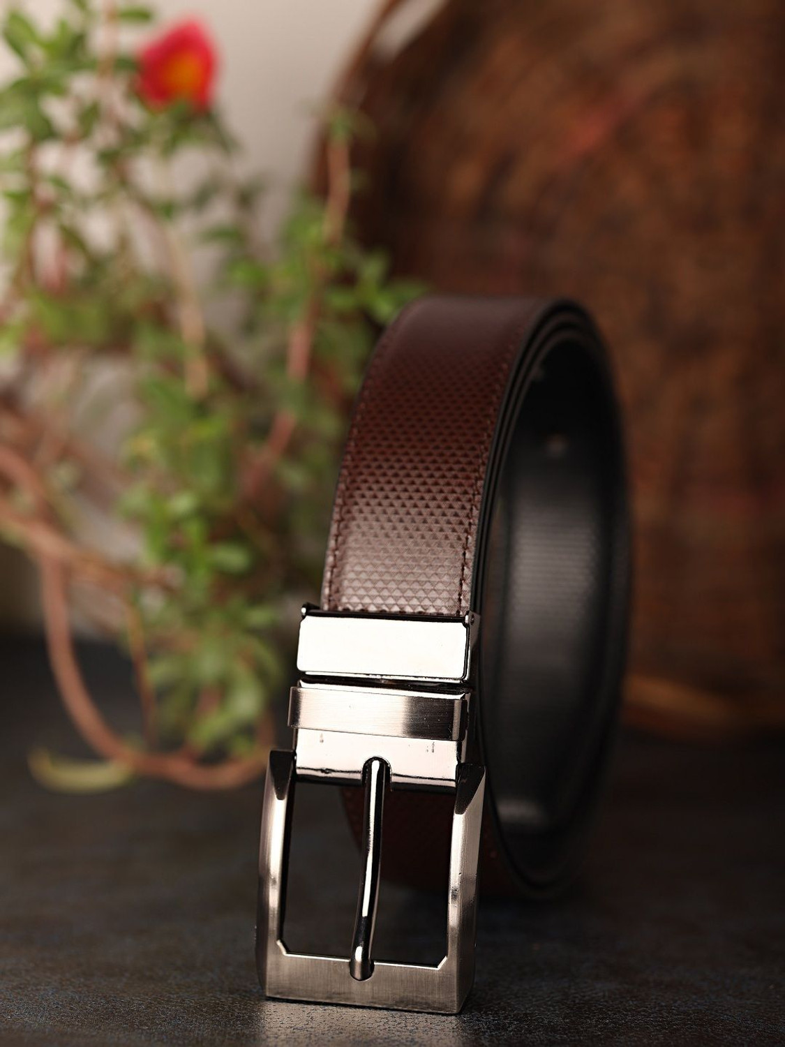 Image of Roadster Men Casual, Formal, Party Brown Genuine Leather Reversible Belt