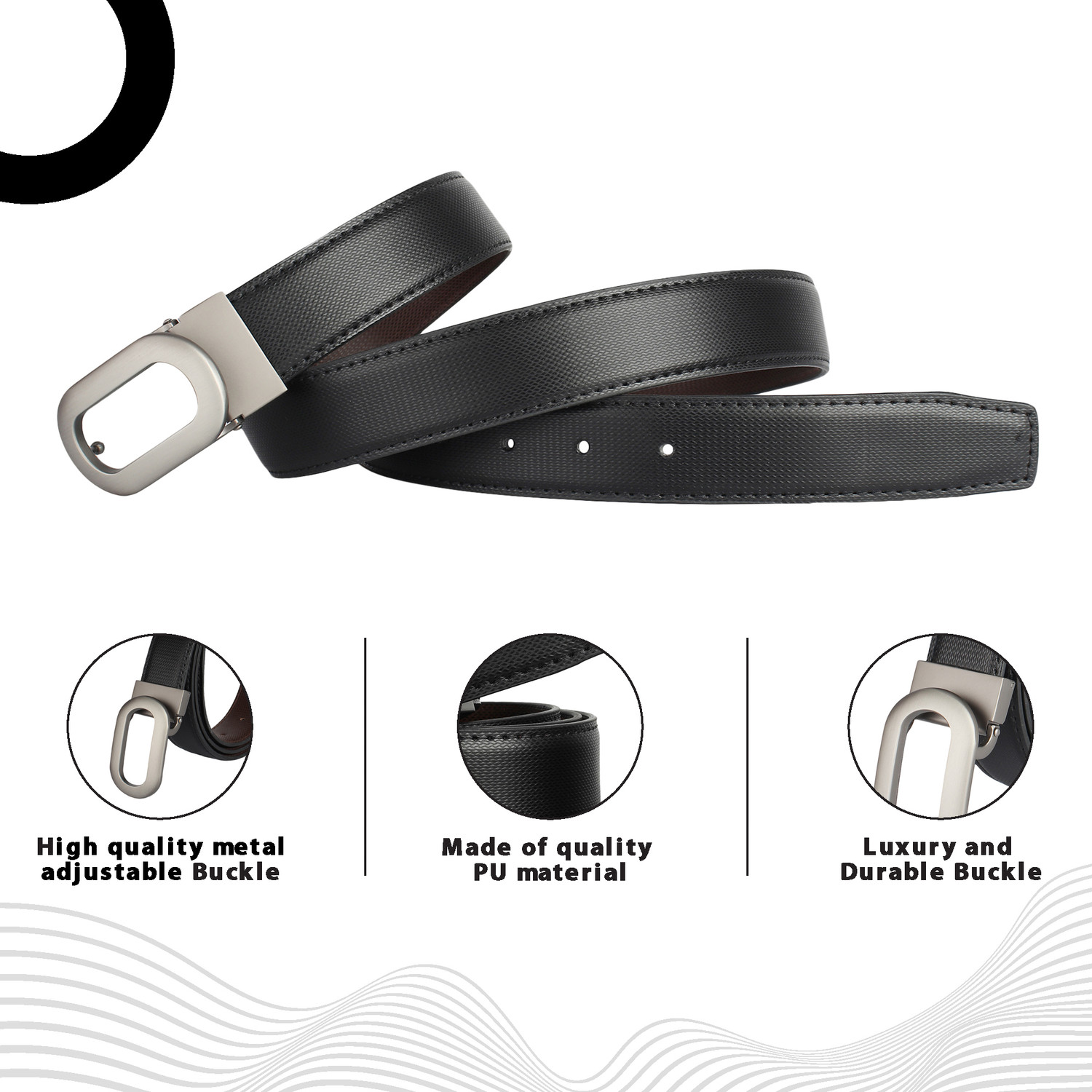 Image of KILLER Men Formal, Casual, Evening, Party Black Artificial Leather Reversible Belt