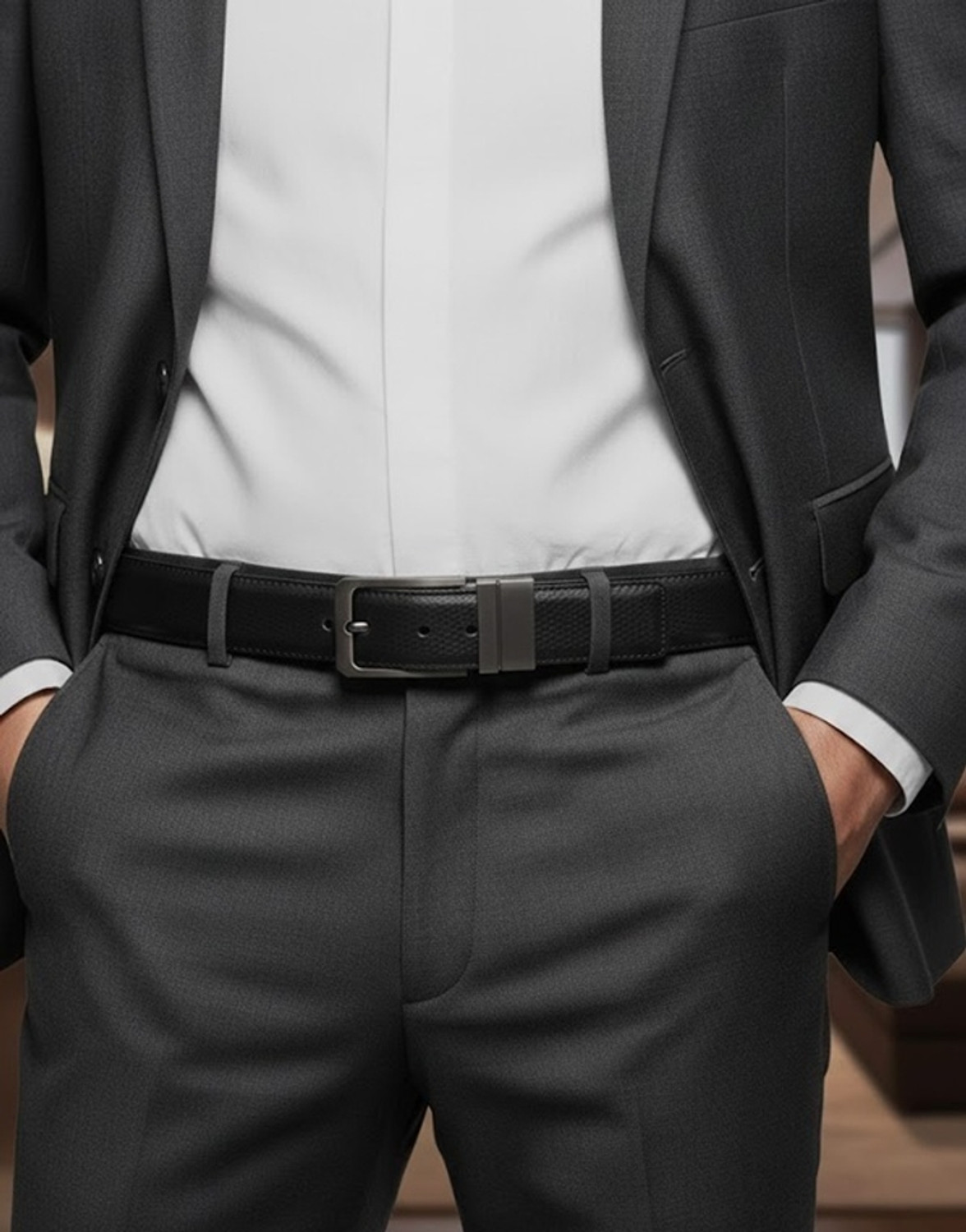 Image of STRAPIC Men Formal, Casual Black Artificial Leather Reversible Belt