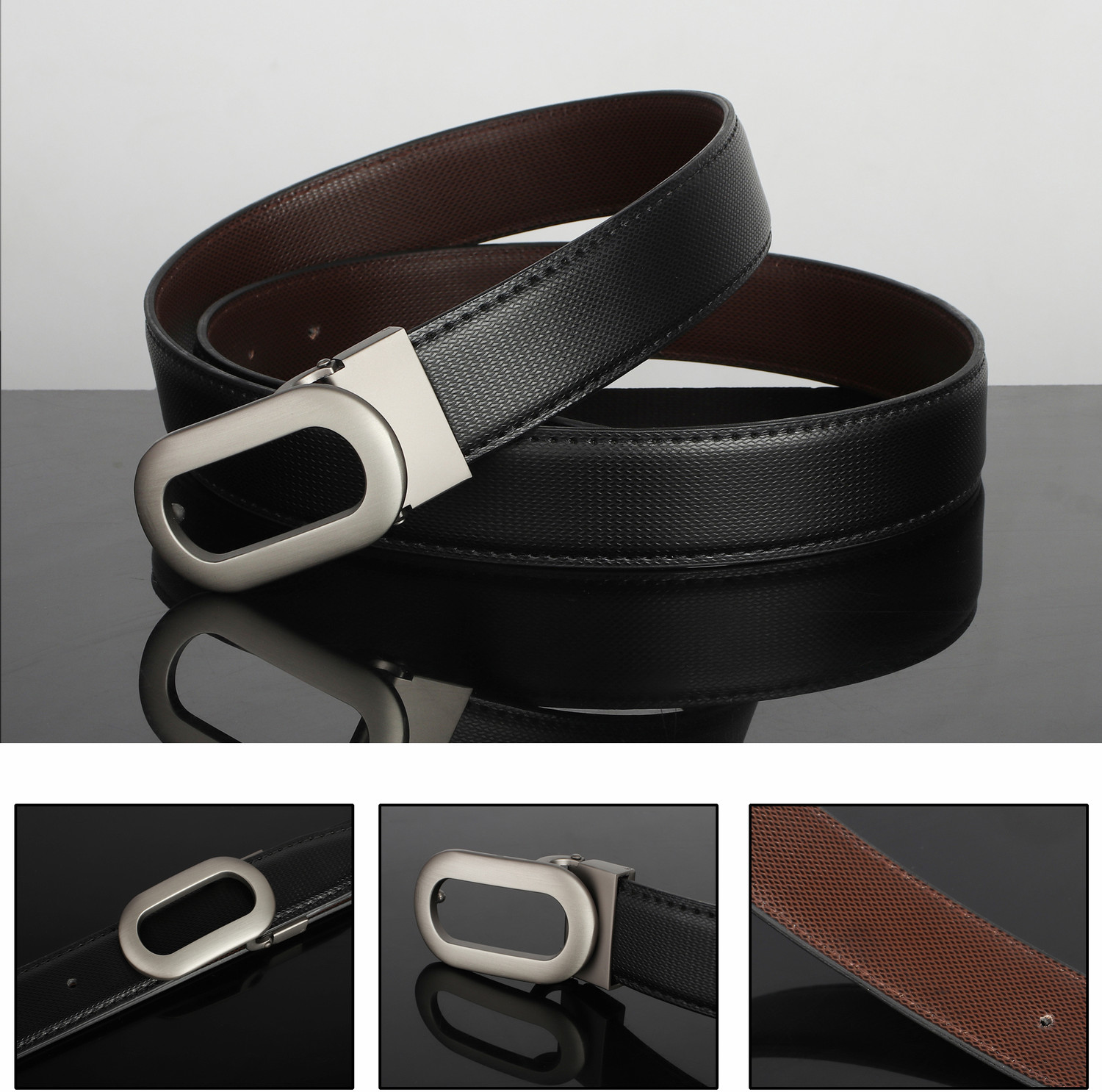 Image of KILLER Men Formal, Casual, Evening, Party Black Artificial Leather Reversible Belt