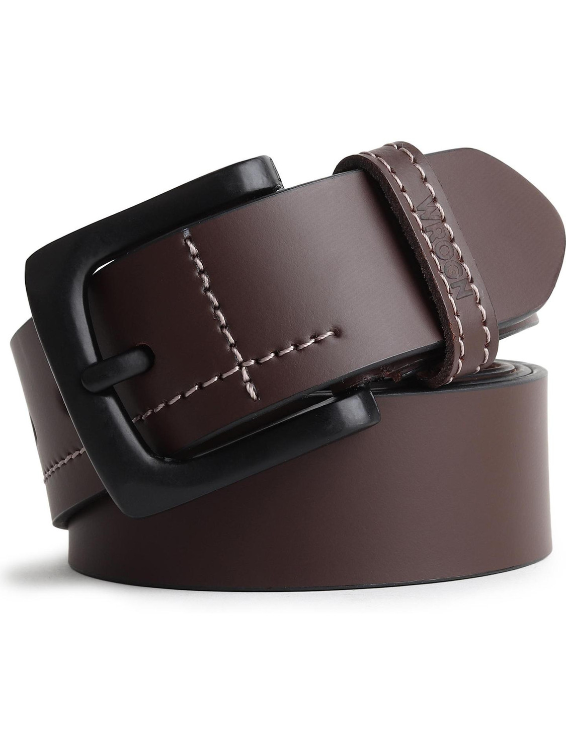 Image of WROGN Men Formal, Casual, Evening, Party Brown Genuine Leather Belt