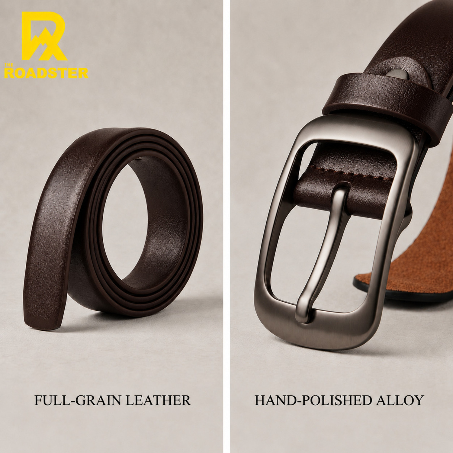 Image of Roadster Men Casual, Evening, Formal, Party Brown Genuine Leather Belt