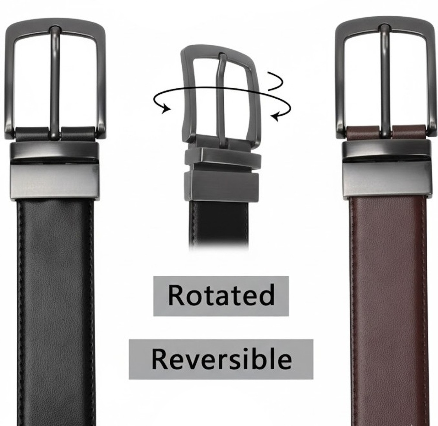 Image of STRAPIC Men Formal, Casual Black Artificial Leather Reversible Belt