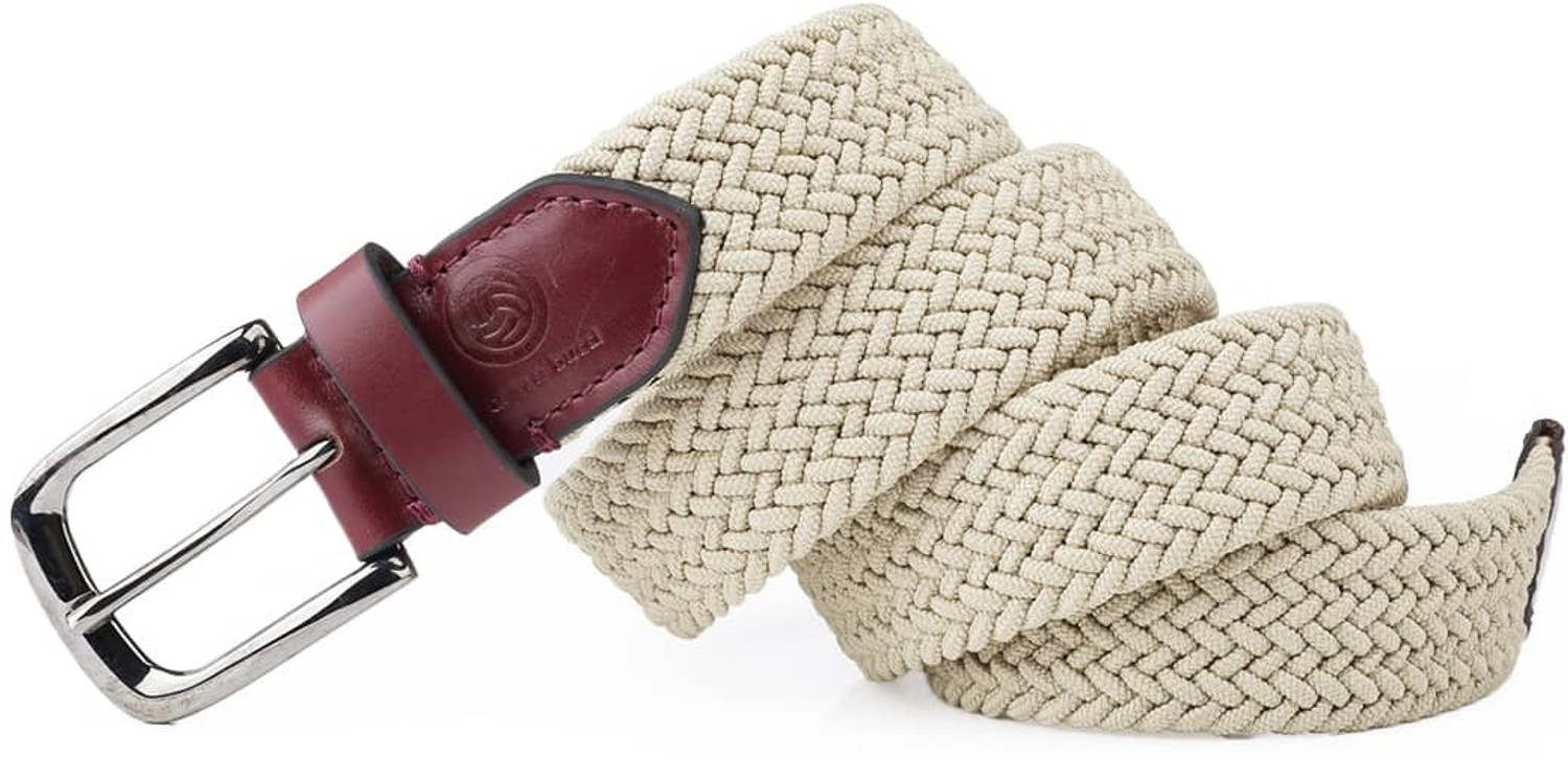 Image of bacca bucci Men Casual White Genuine Leather, Canvas Belt