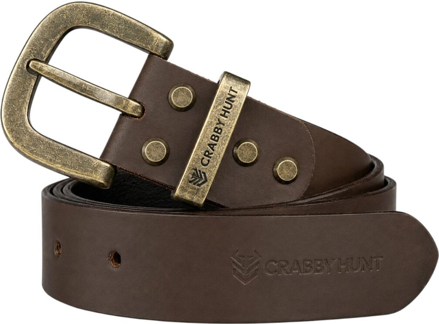 Image of CRABBY HUNT Men Brown Genuine Leather Belt
