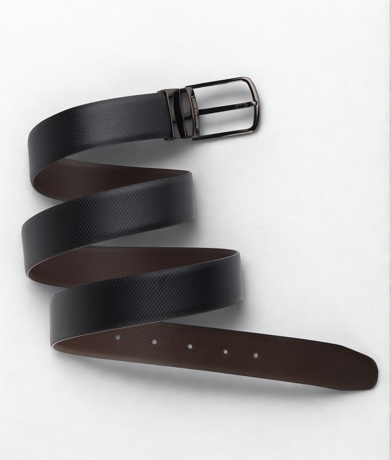 Image of LOUIS PHILIPPE Men Formal, Casual Black, Brown Genuine Leather Reversible Belt