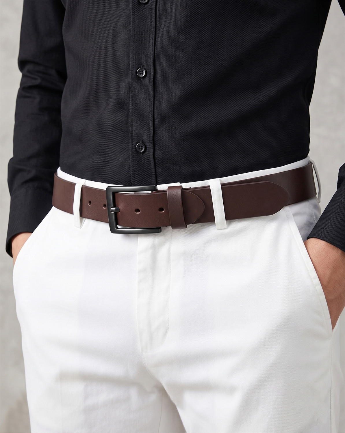 Image of Roadster Men Formal, Casual, Evening, Party Brown Genuine Leather Belt