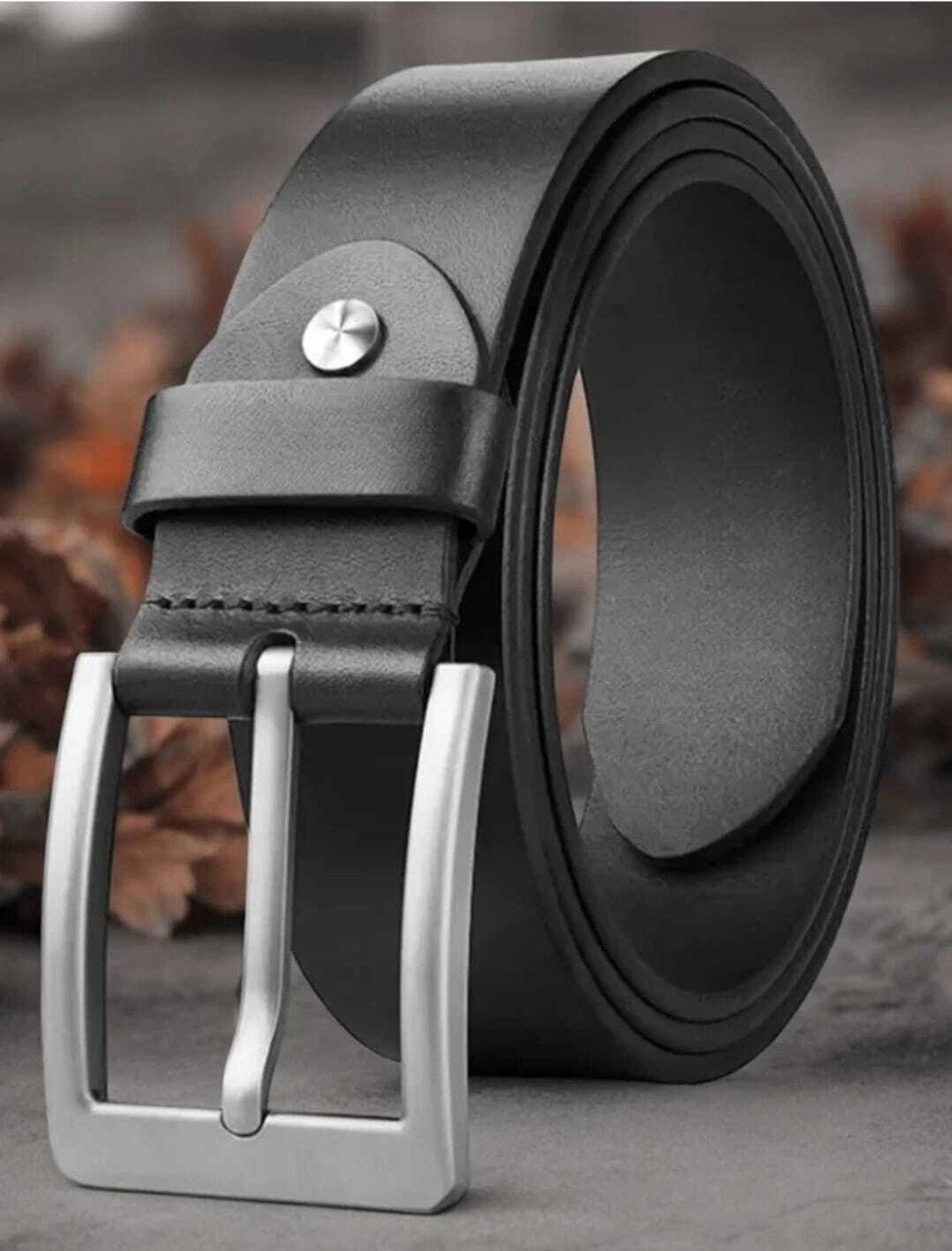Image of Roadster Men & Women Casual, Evening, Formal, Party Black Genuine Leather Belt